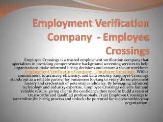 Employment Verification Company  - Employee Crossings