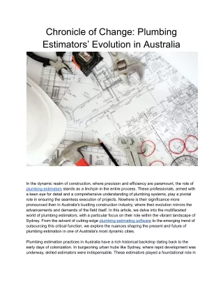 Chronicle of Change_ Plumbing Estimators’ Evolution in Australia