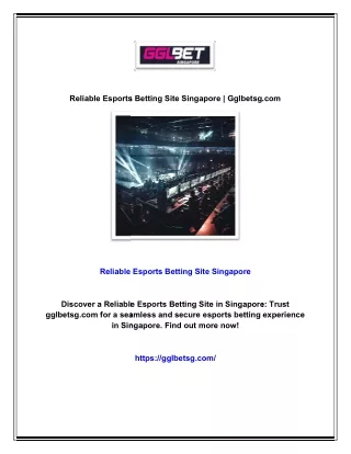 Reliable Esports Betting Site Singapore | Gglbetsg.com