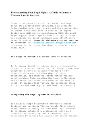 Understanding Your Legal Rights -A Guide to Domestic Violence Laws in Portland