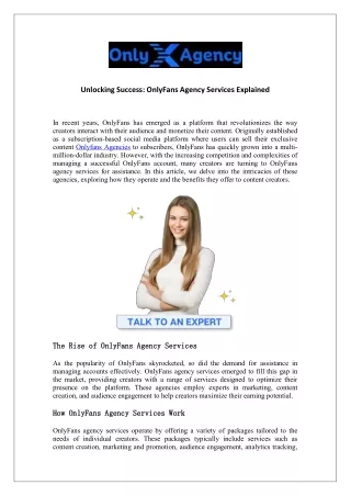 Unlocking Success OnlyFans Agency Services Explained