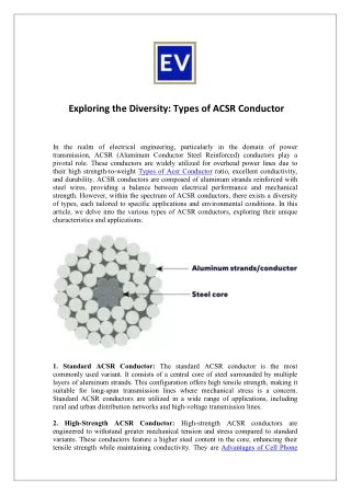 Exploring the Diversity Types of ACSR Conductor