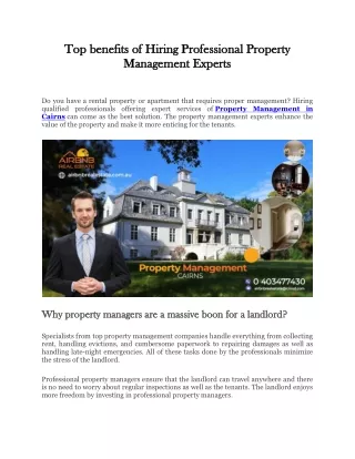 Top benefits of Hiring Professional Property Management Experts