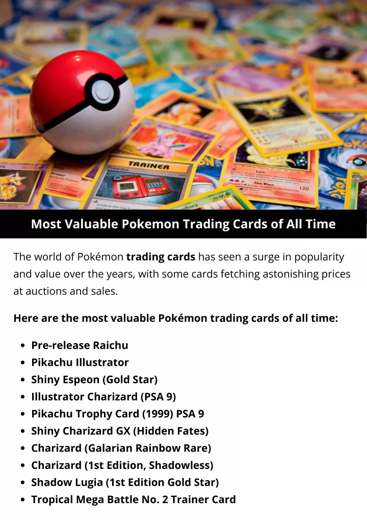 most valuable pokemon trading cards of all time