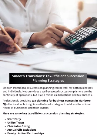 smooth transitions tax efficient succession