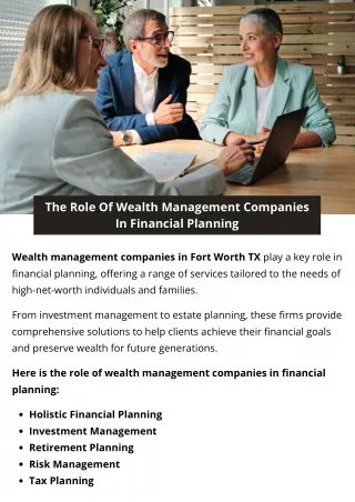 The Role Of Wealth Management Companies In Financial Planning