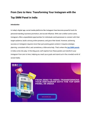 From Zero to Hero_ Transforming Your Instagram with the Top SMM Panel in India