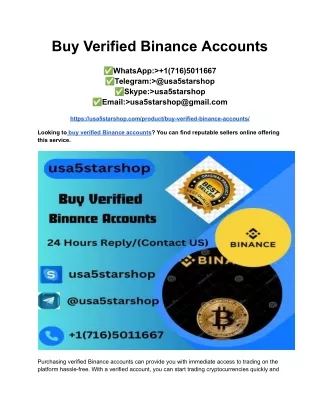 Buy Verified Binance Accounts