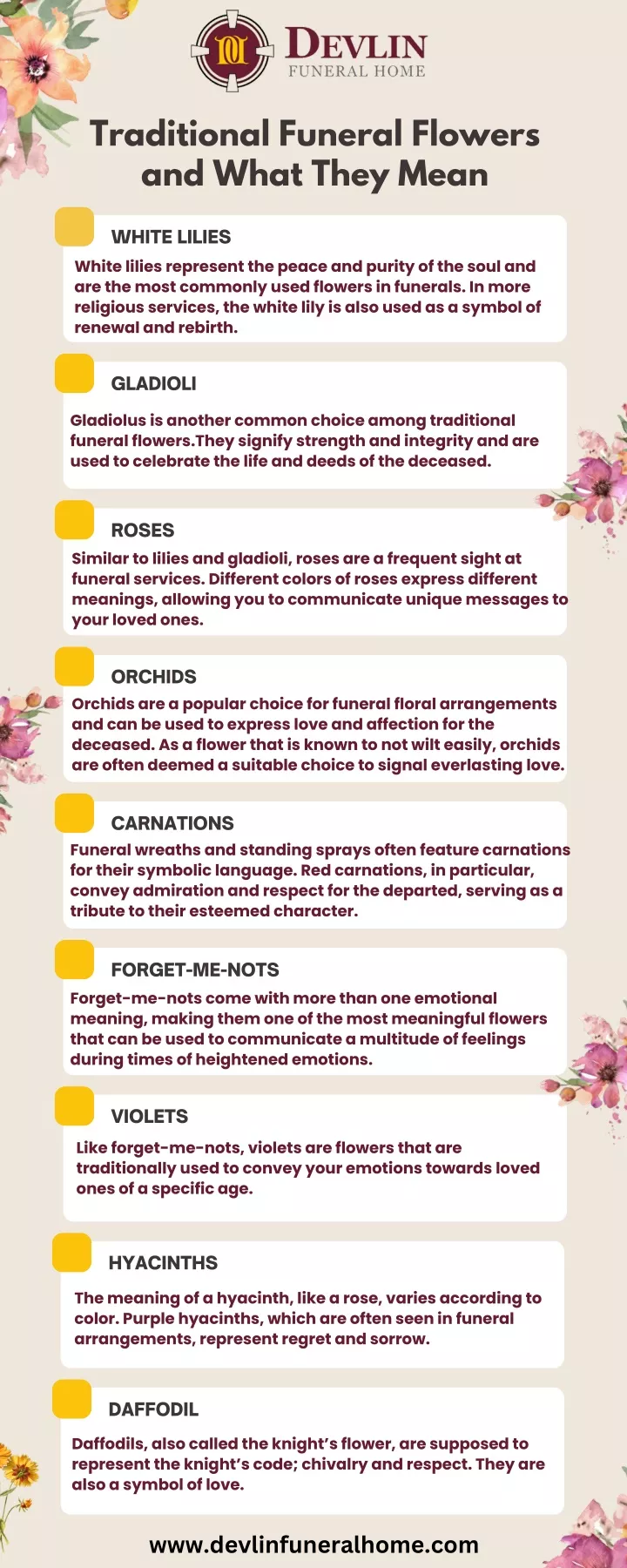 traditional funeral flowers and what they mean