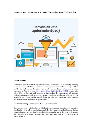 Boosting Your Business - The Art of Conversion Rate Optimization