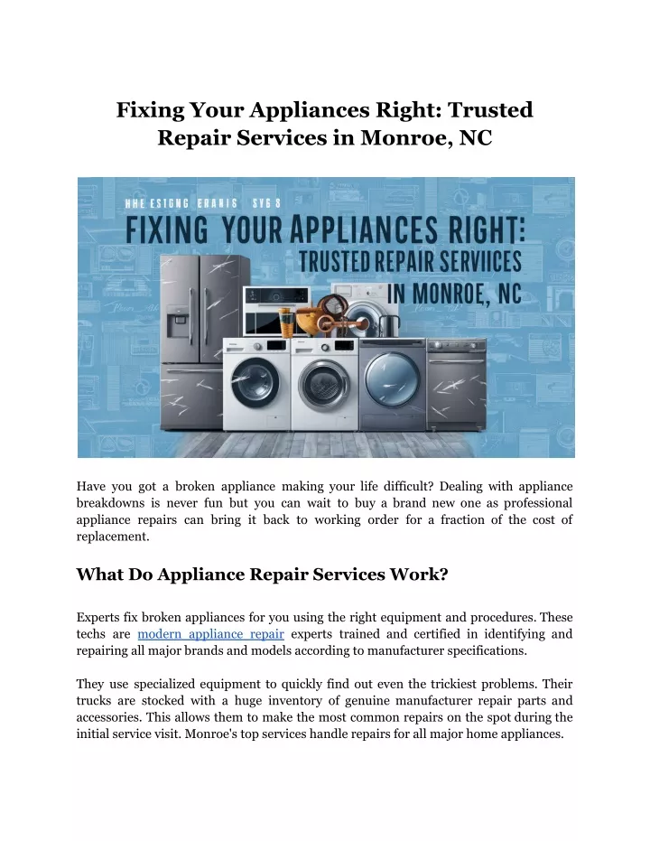 fixing your appliances right trusted repair