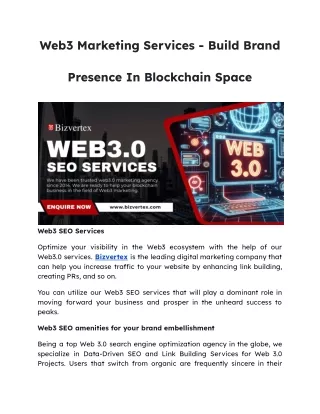 Web3 Marketing Services - Build Brand Presence In Blockchain Space