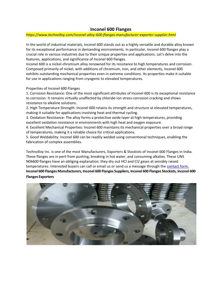 inconel 600 flanges