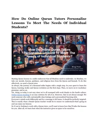 how do online quran tutors personalise lessons