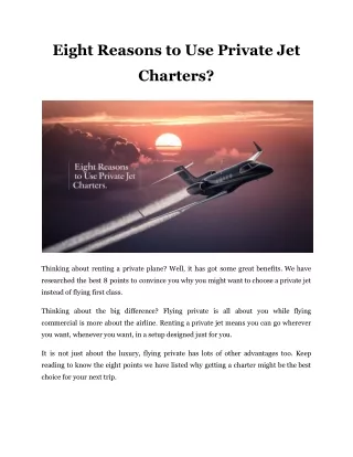 eight reasons to use private jet