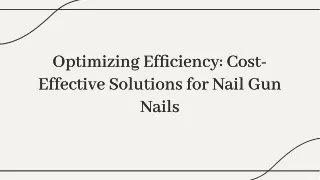 Optimizing Efficiency: Cost-Effective Solutions for Nail Gun Nails