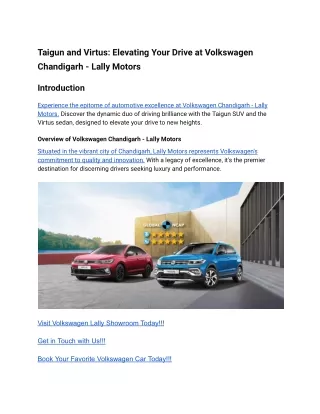Taigun and Virtus_ Elevating Your Drive at Volkswagen Chandigarh - Lally Motors