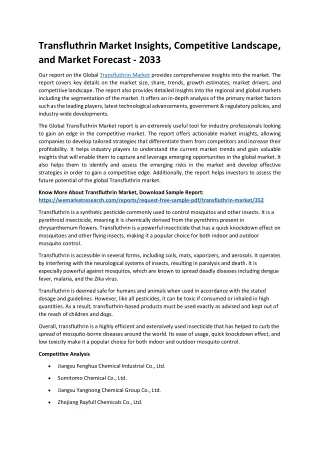 transfluthrin market insights competitive