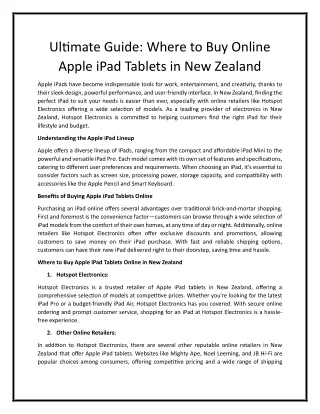 Where to Buy Online Apple iPad Tablets in New Zealand - Hotspot Electronics