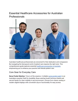 Essential Healthcare Accessories for Australian Professionals