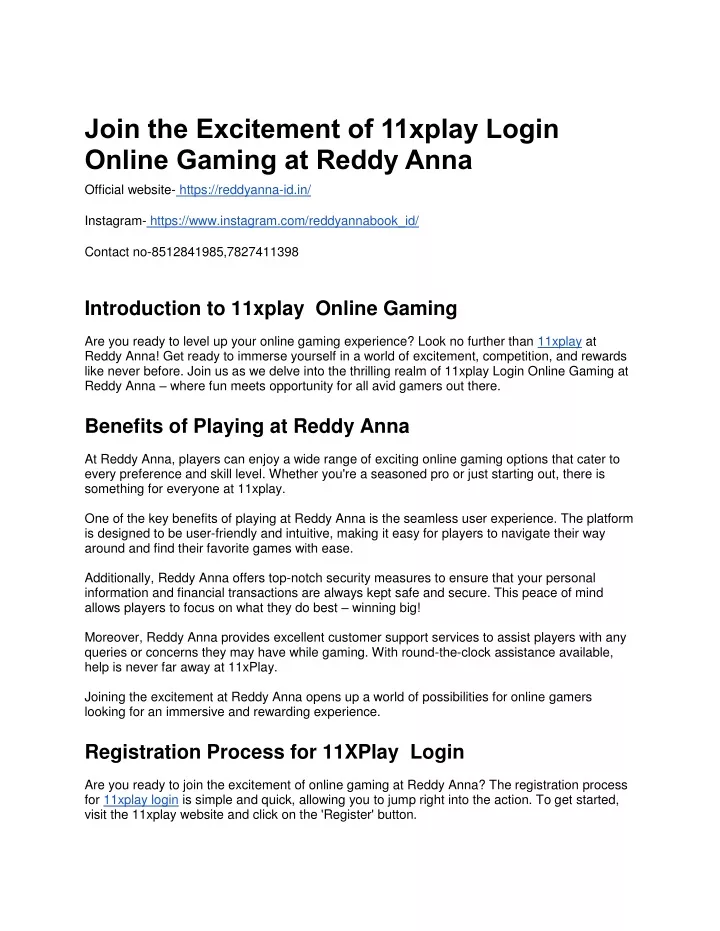 join the excitement of 11xplay login online