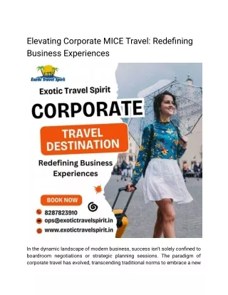 Redefining Business Experiences Enhancing Corporate MICE Travel