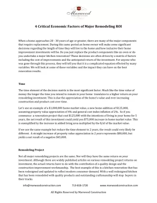 4 Critical Economic Factors of Major Remodeling ROI - Marwood Construction