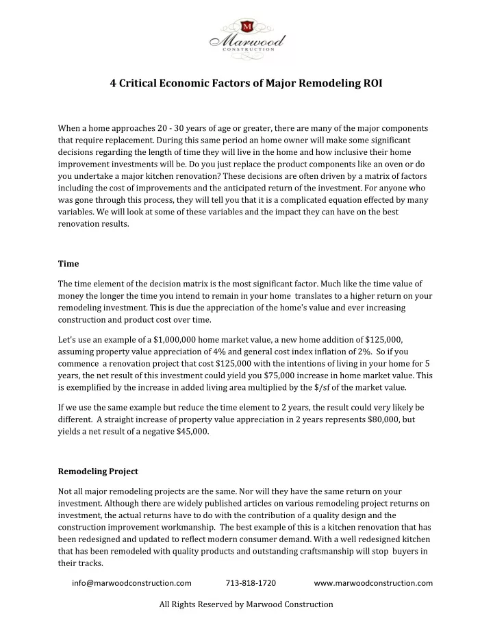 4 critical economic factors of major remodeling