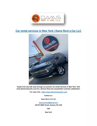 Car rental services in New York | Dams Rent a Car LLC