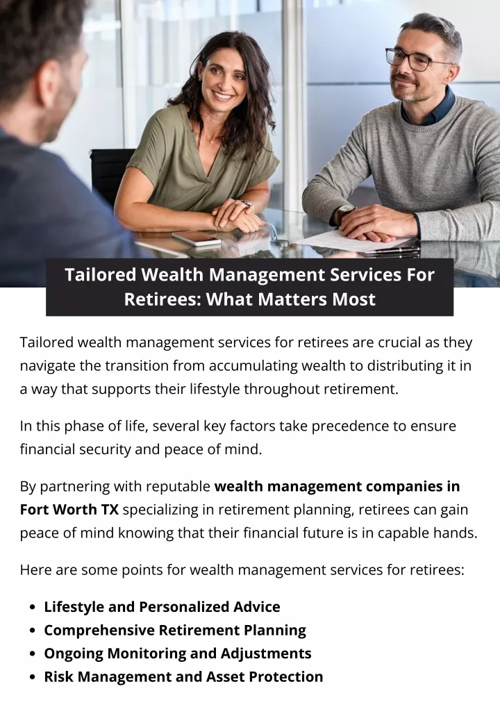 tailored wealth management services for retirees