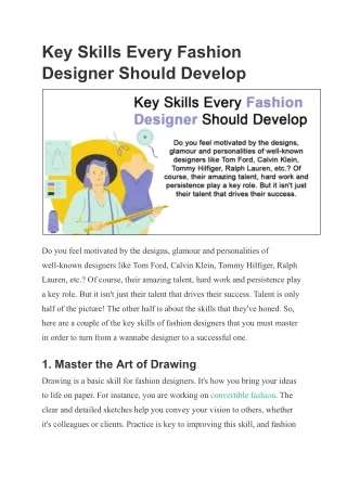 Key Skills Every Fashion Designer Should Develop