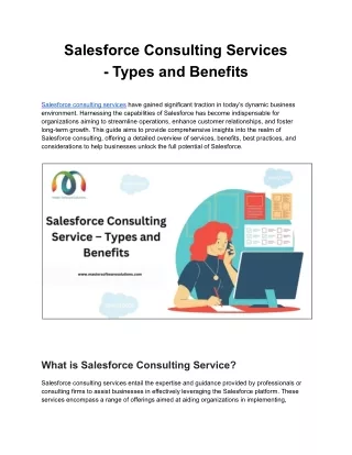 Salesforce Consulting Service- Types and Benefits