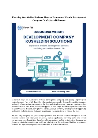 How an Ecommerce Website Development Company Can Make a Difference