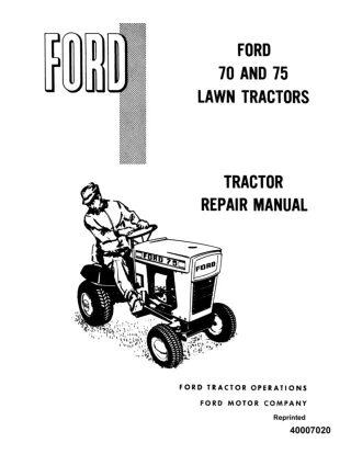 Ford New Holland 70 Lawn Tractor Service Repair Manual Instant Download