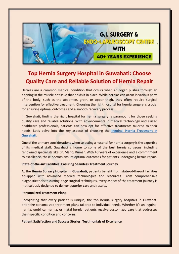 top hernia surgery hospital in guwahati choose