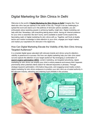 Digital marketing for skin clinics