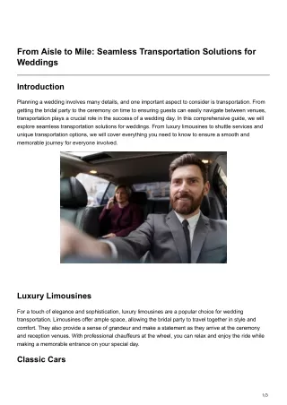 From Aisle to Mile Seamless Transportation Solutions for Weddings