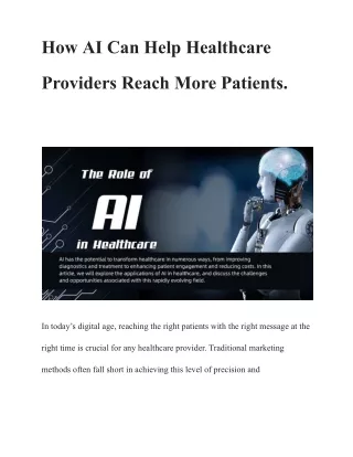 How AI Can Help Healthcare Providers Reach More Patients.