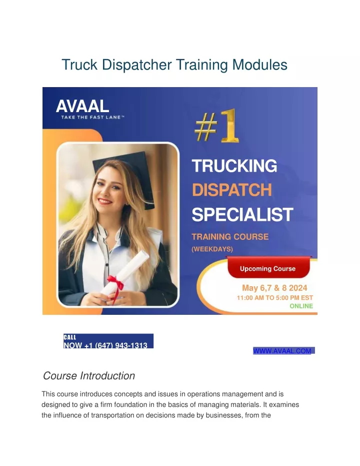 truck dispatcher training modules