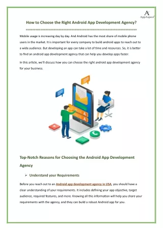 How to Choose the Right Android App Development Agency