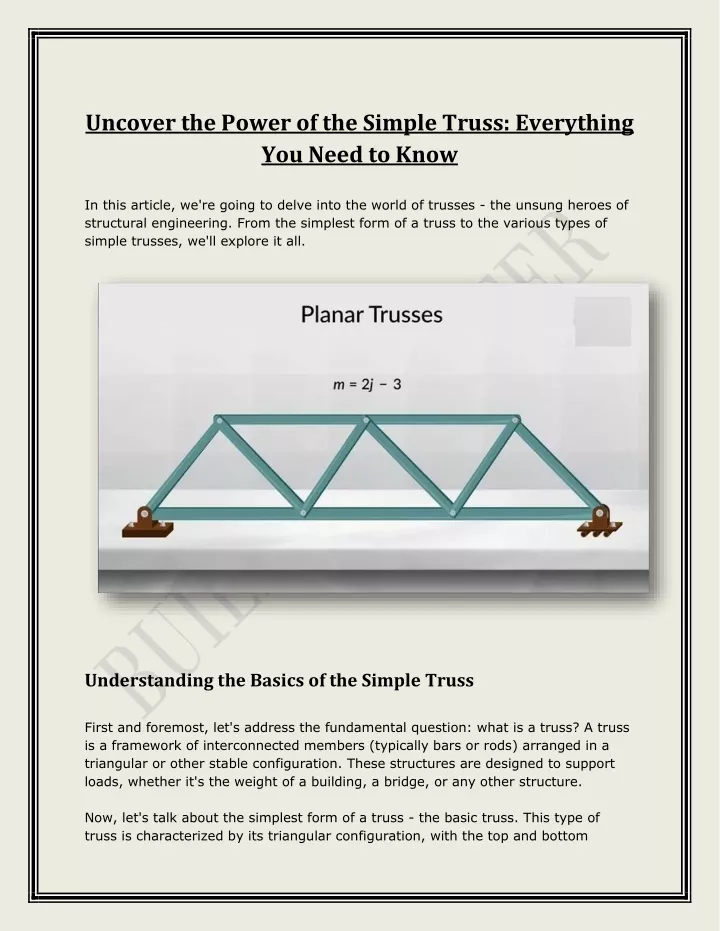 uncover the power of the simple truss everything