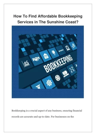 How To Find Affordable Bookkeeping Services in The Sunshine Coast?