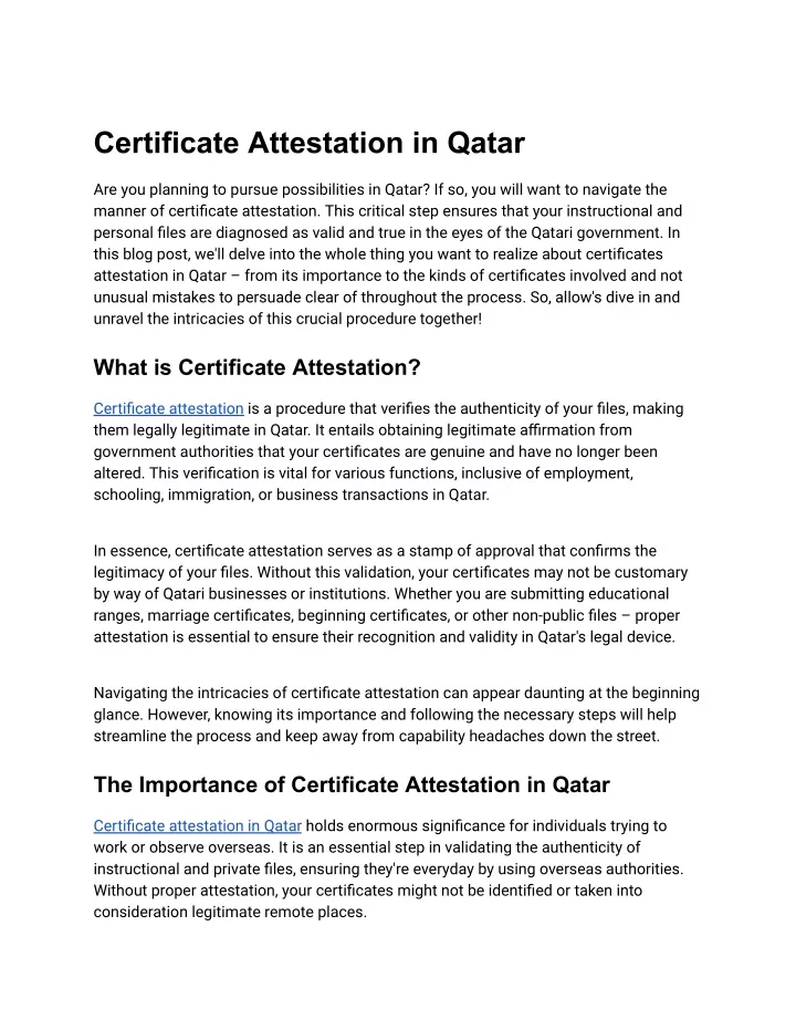 certificate attestation in qatar