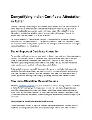 Demystifying Indian Certificate Attestation in Qatar - Copy