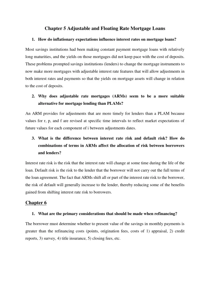 chapter 5 adjustable and floating rate mortgage