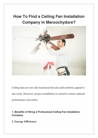 How To Find a Ceiling Fan Installation Company in Maroochydore?