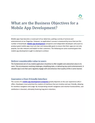 What are the Business Objectives for a Mobile App Development