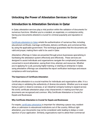 Unlocking the Power of Attestation Services in Qatar New India Attestation
