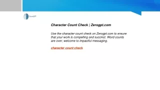 Character Count Check | Zerogpt.com