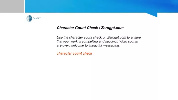 character count check zerogpt com
